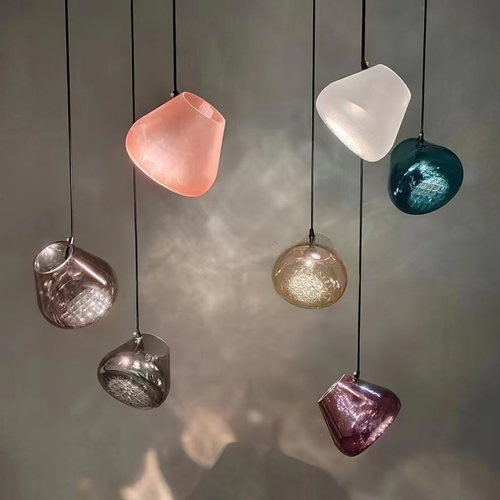 Geometric Blown-Glass Grid Pendant Light