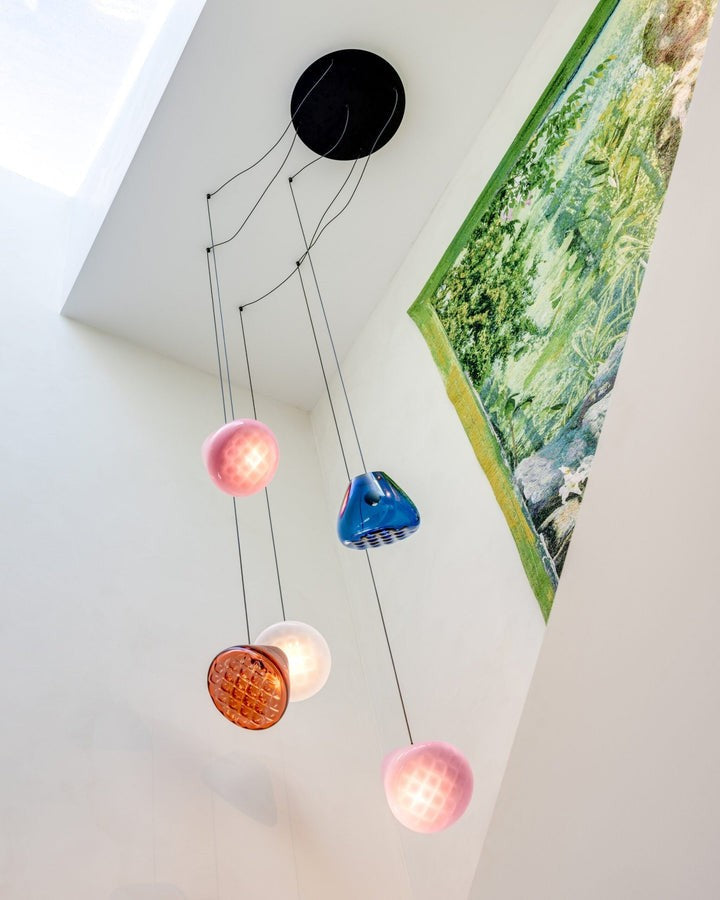 Geometric Blown-Glass Grid Pendant Light