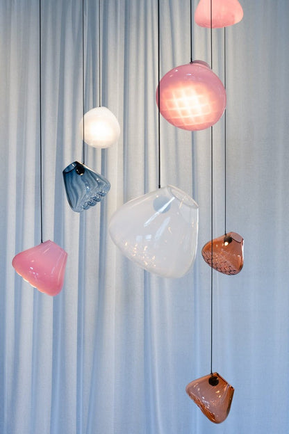 Geometric Blown-Glass Grid Pendant Light