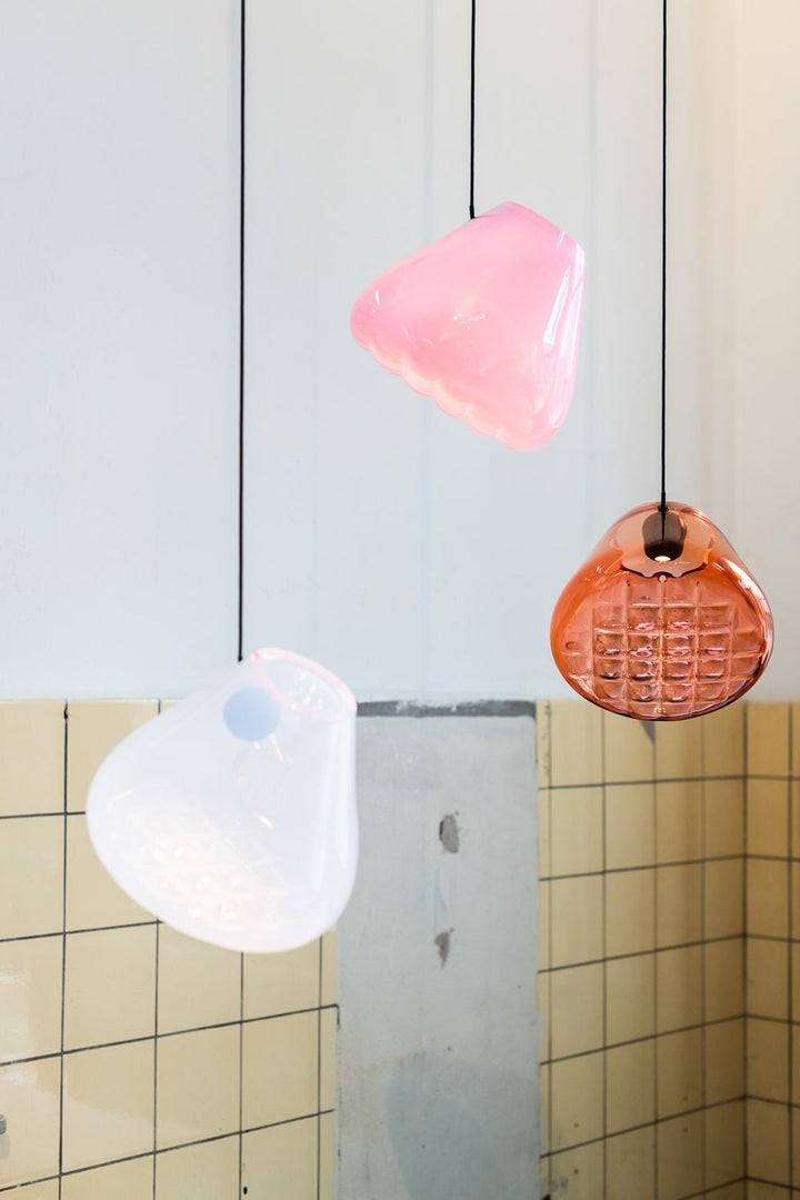 Geometric Blown-Glass Grid Pendant Light