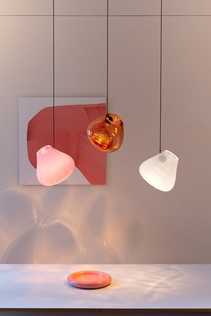 Geometric Blown-Glass Grid Pendant Light
