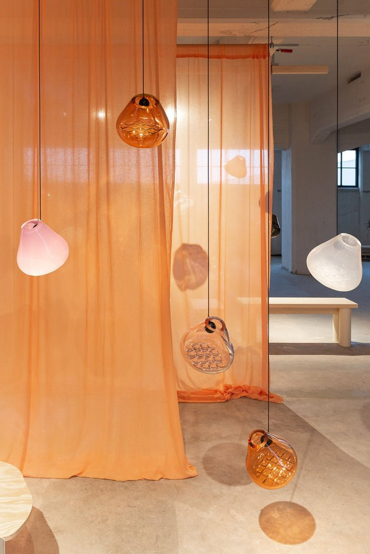 Geometric Blown-Glass Grid Pendant Light