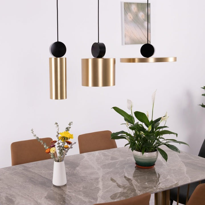 Geometric LED Pendant Light in Brass & Black Finish