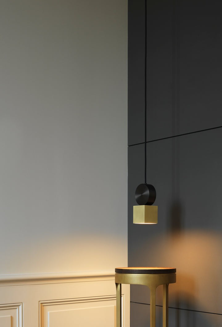 Geometric LED Pendant Light in Brass & Black Finish
