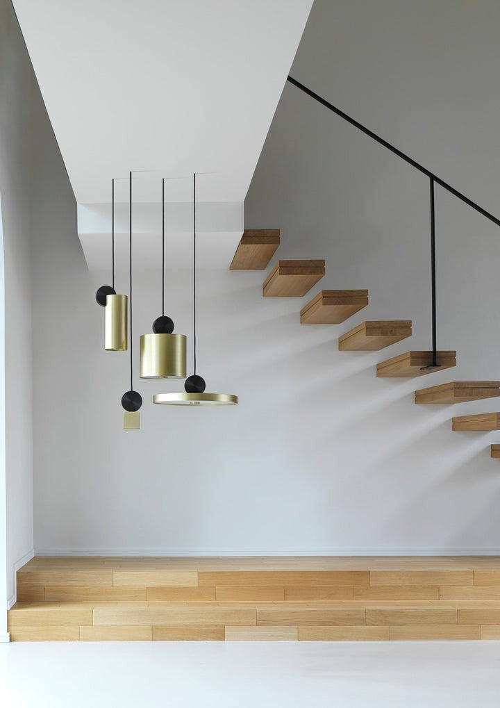 Geometric LED Pendant Light in Brass & Black Finish