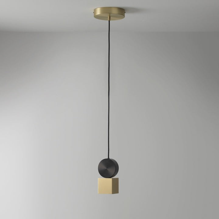 Geometric LED Pendant Light in Brass & Black Finish