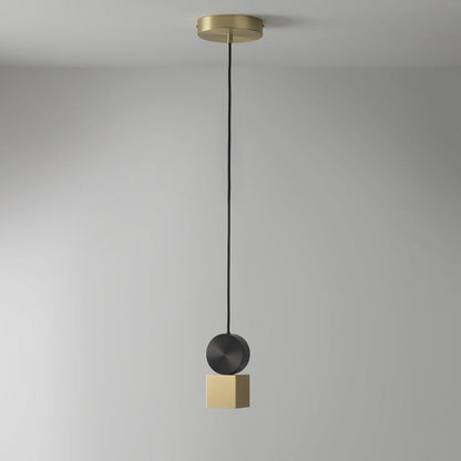 Geometric LED Pendant Light in Brass & Black Finish