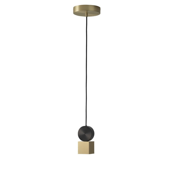 Geometric LED Pendant Light in Brass & Black Finish