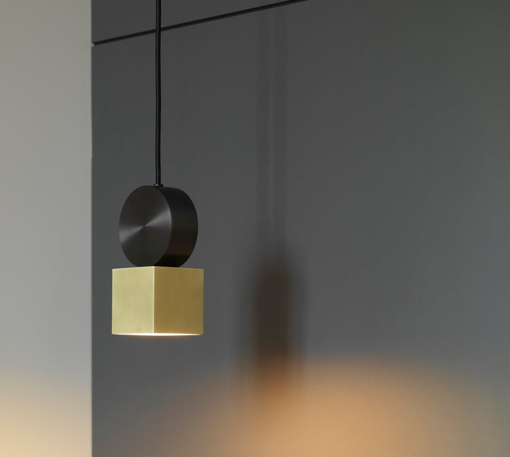 Geometric LED Pendant Light in Brass & Black Finish