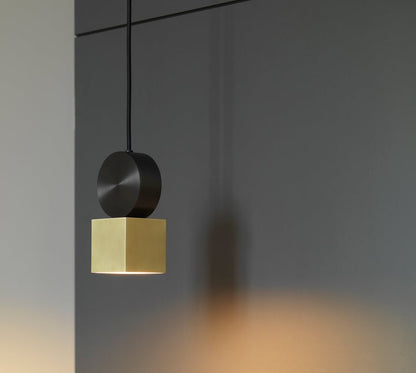 Geometric LED Pendant Light in Brass & Black Finish