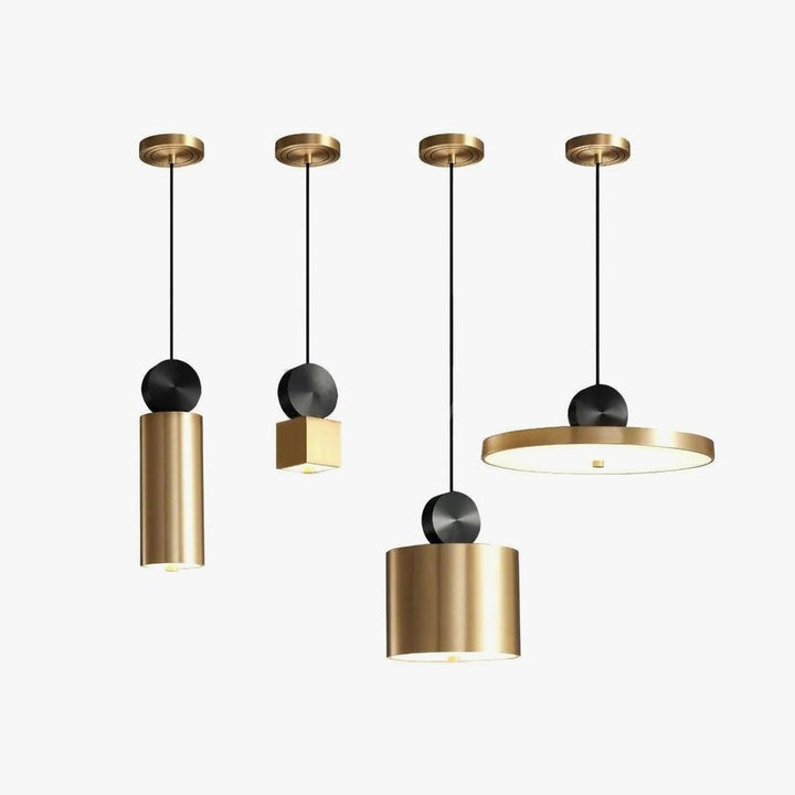 Geometric LED Pendant Light in Brass & Black Finish
