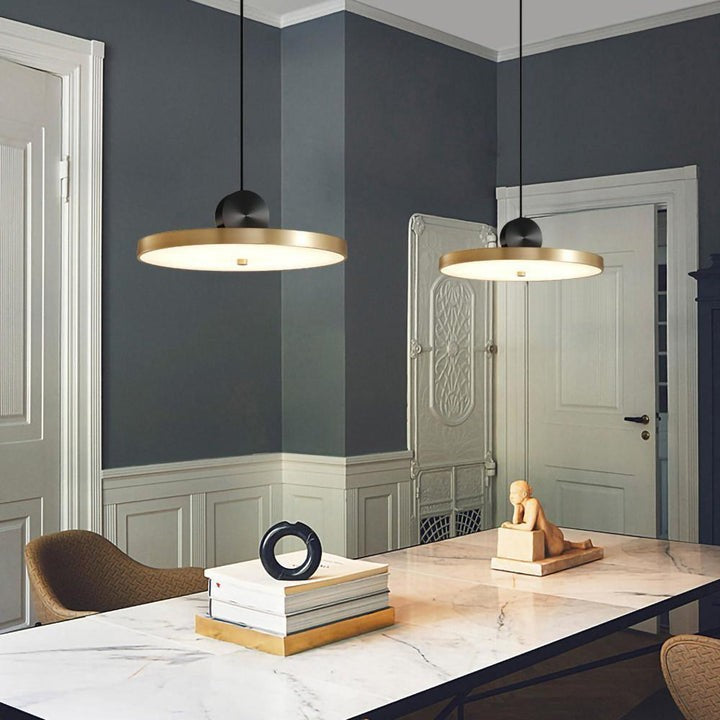 Geometric LED Pendant Light in Brass & Black Finish