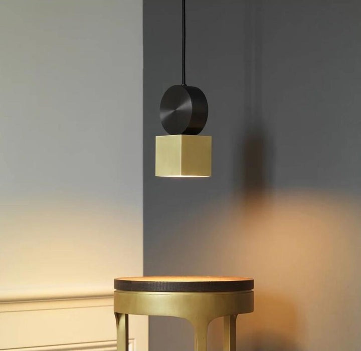 Geometric LED Pendant Light in Brass & Black Finish
