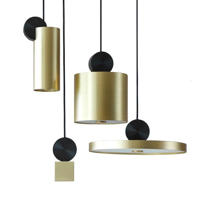 Geometric LED Pendant Light in Brass & Black Finish