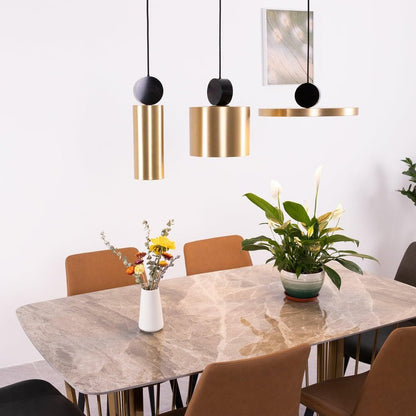 Geometric LED Pendant Light in Brass & Black Finish