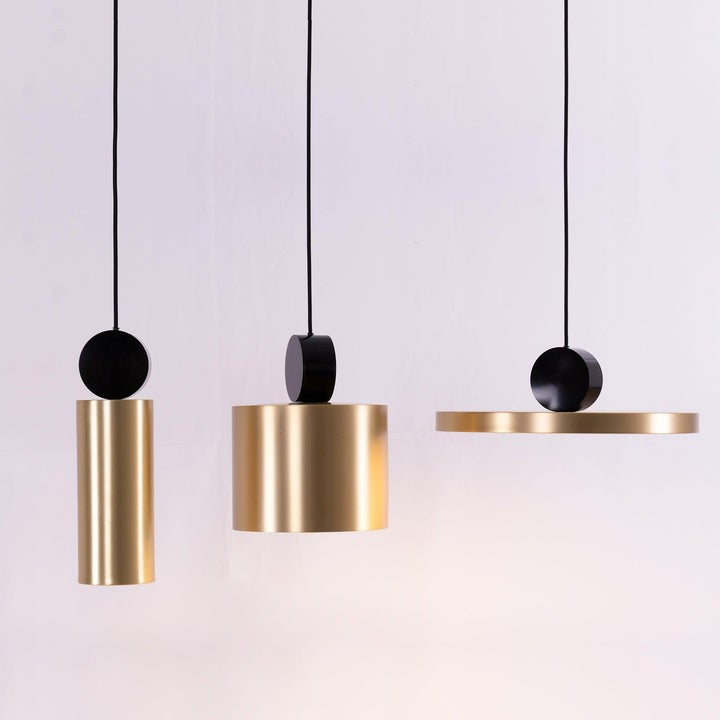 Geometric LED Pendant Light in Brass & Black Finish
