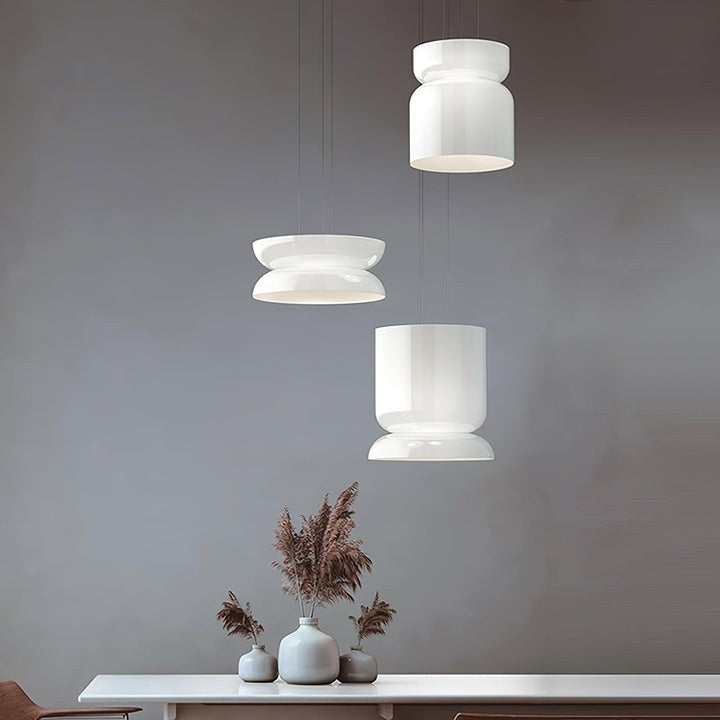 Geometric White Glass LED Pendant Light