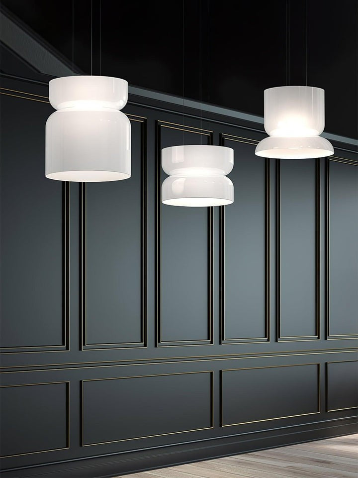 Geometric White Glass LED Pendant Light