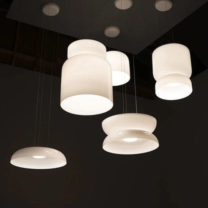 Geometric White Glass LED Pendant Light