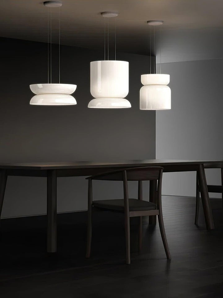 Geometric White Glass LED Pendant Light