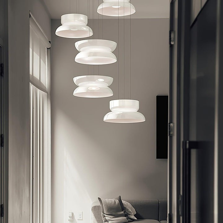 Geometric White Glass LED Pendant Light