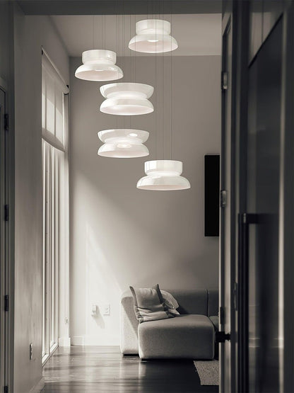 Geometric White Glass LED Pendant Light