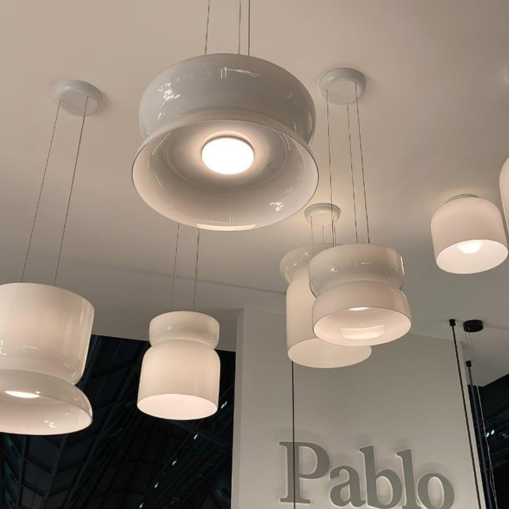Geometric White Glass LED Pendant Light