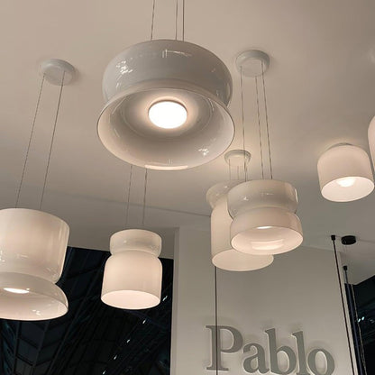 Geometric White Glass LED Pendant Light
