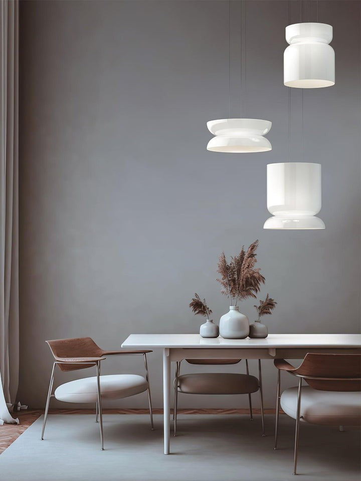 Geometric White Glass LED Pendant Light