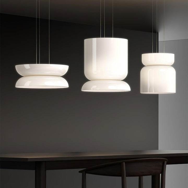 Geometric White Glass LED Pendant Light