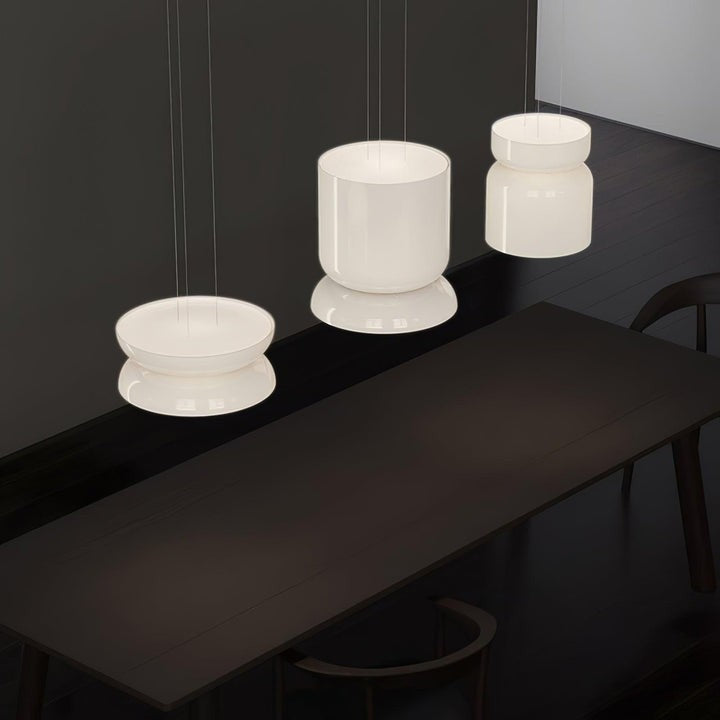 Geometric White Glass LED Pendant Light