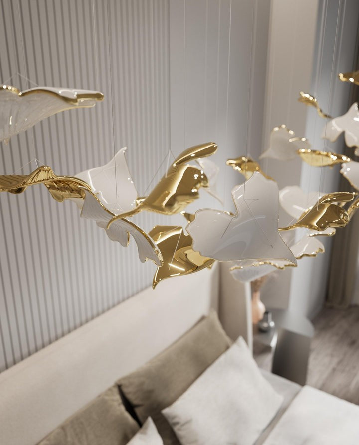 Gilded Opal Ginkgo LED Chandelier