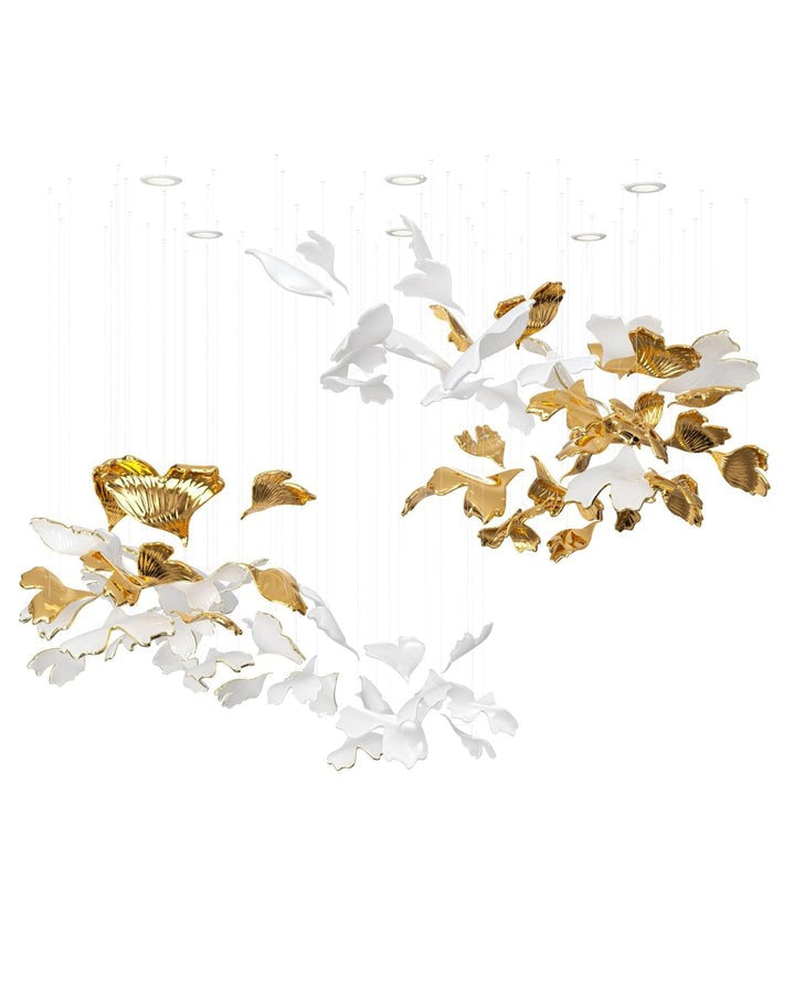 Gilded Opal Ginkgo LED Chandelier