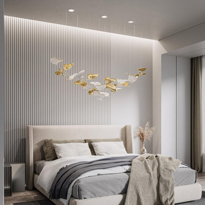 Gilded Opal Ginkgo LED Chandelier