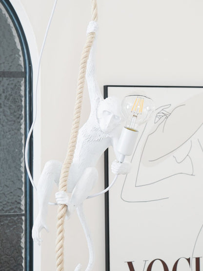 Glossy Resin Monkey Hanging Pendant Light