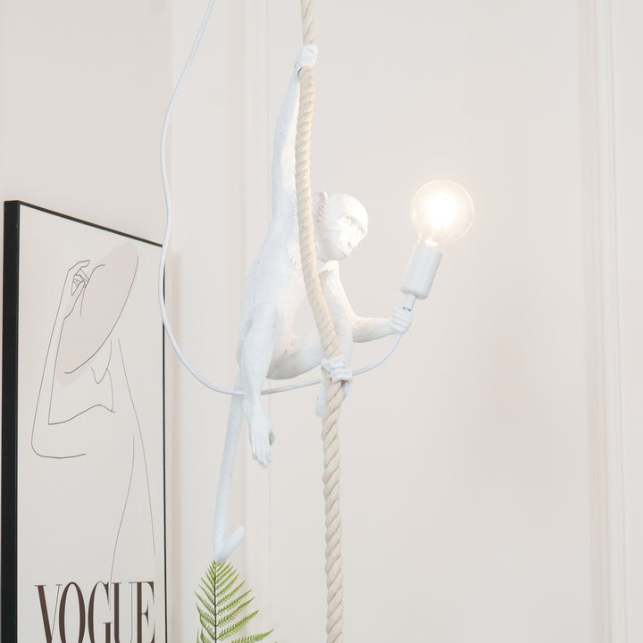 Glossy Resin Monkey Hanging Pendant Light