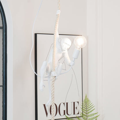 Glossy Resin Monkey Hanging Pendant Light