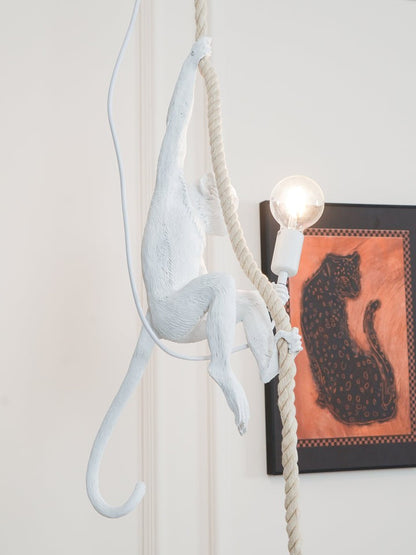 Glossy Resin Monkey Hanging Pendant Light