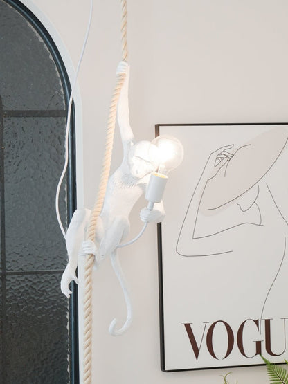 Glossy Resin Monkey Hanging Pendant Light