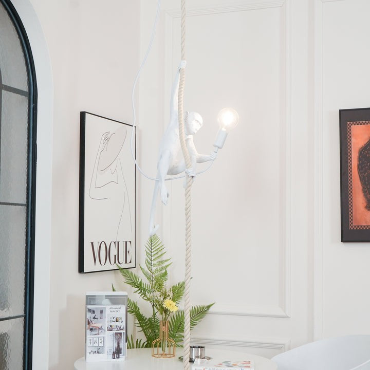 Glossy Resin Monkey Hanging Pendant Light