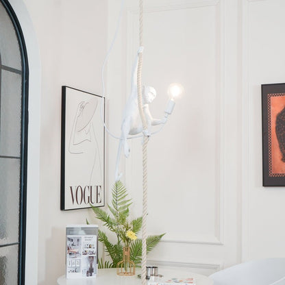 Glossy Resin Monkey Hanging Pendant Light