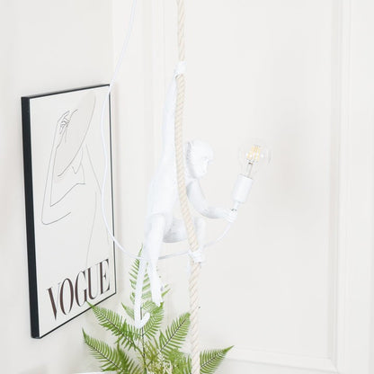 Glossy Resin Monkey Hanging Pendant Light