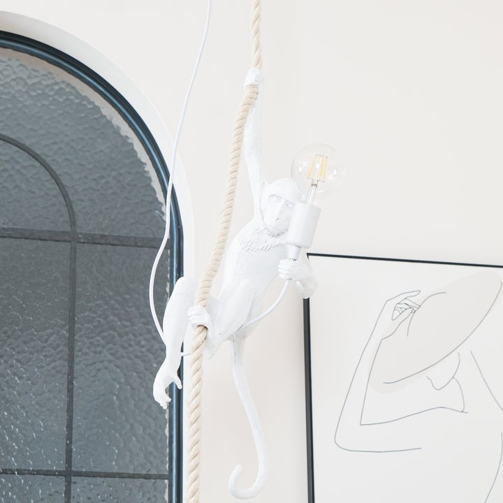Glossy Resin Monkey Hanging Pendant Light
