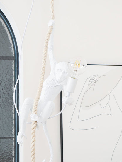 Glossy Resin Monkey Hanging Pendant Light