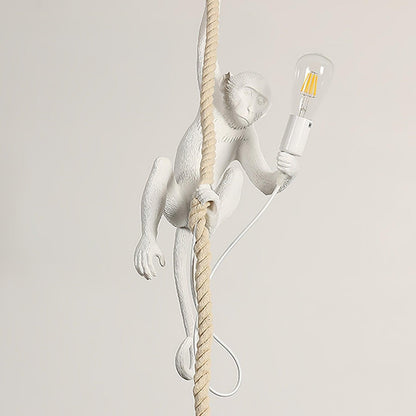 Glossy Resin Monkey Hanging Pendant Light