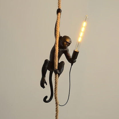 Glossy Resin Monkey Hanging Pendant Light