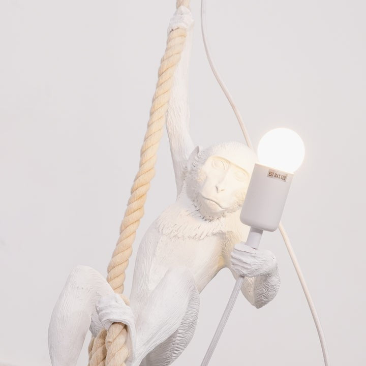 Glossy Resin Monkey Hanging Pendant Light