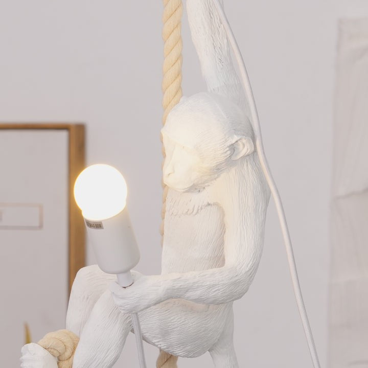 Glossy Resin Monkey Hanging Pendant Light