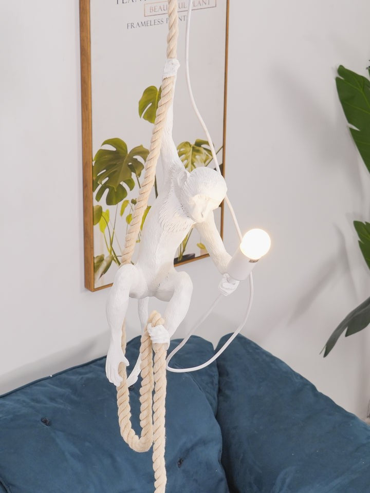 Glossy Resin Monkey Hanging Pendant Light