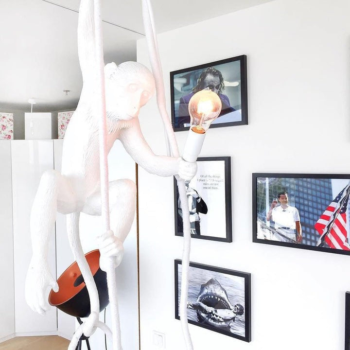 Glossy Resin Monkey Hanging Pendant Light
